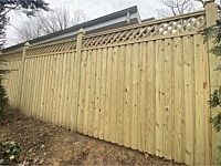 <b>7 foot high Pressure Treated Wood Board & Batten Fence with Diagonal Lattice Topper</b>